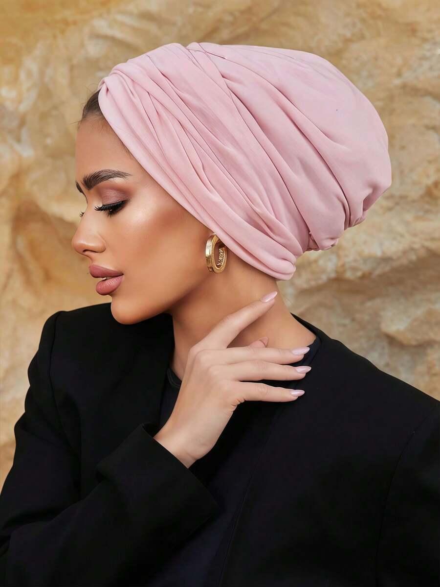 różowy turban na głowę