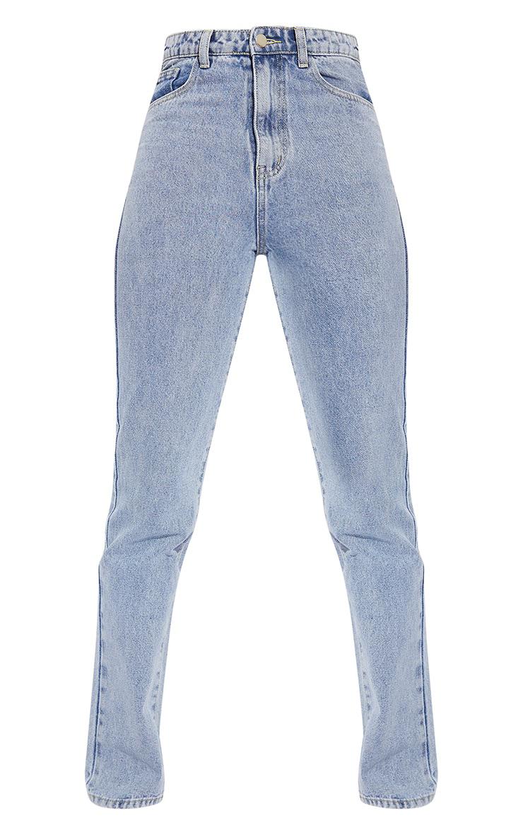 niebieskie proste spodnie jeans wysoki stan 