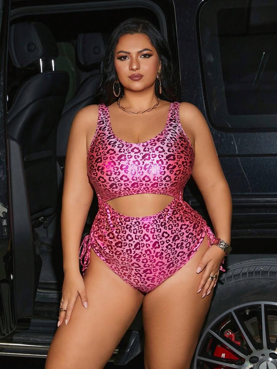 różowy jednoczęściowy strój kąpielowy animal print