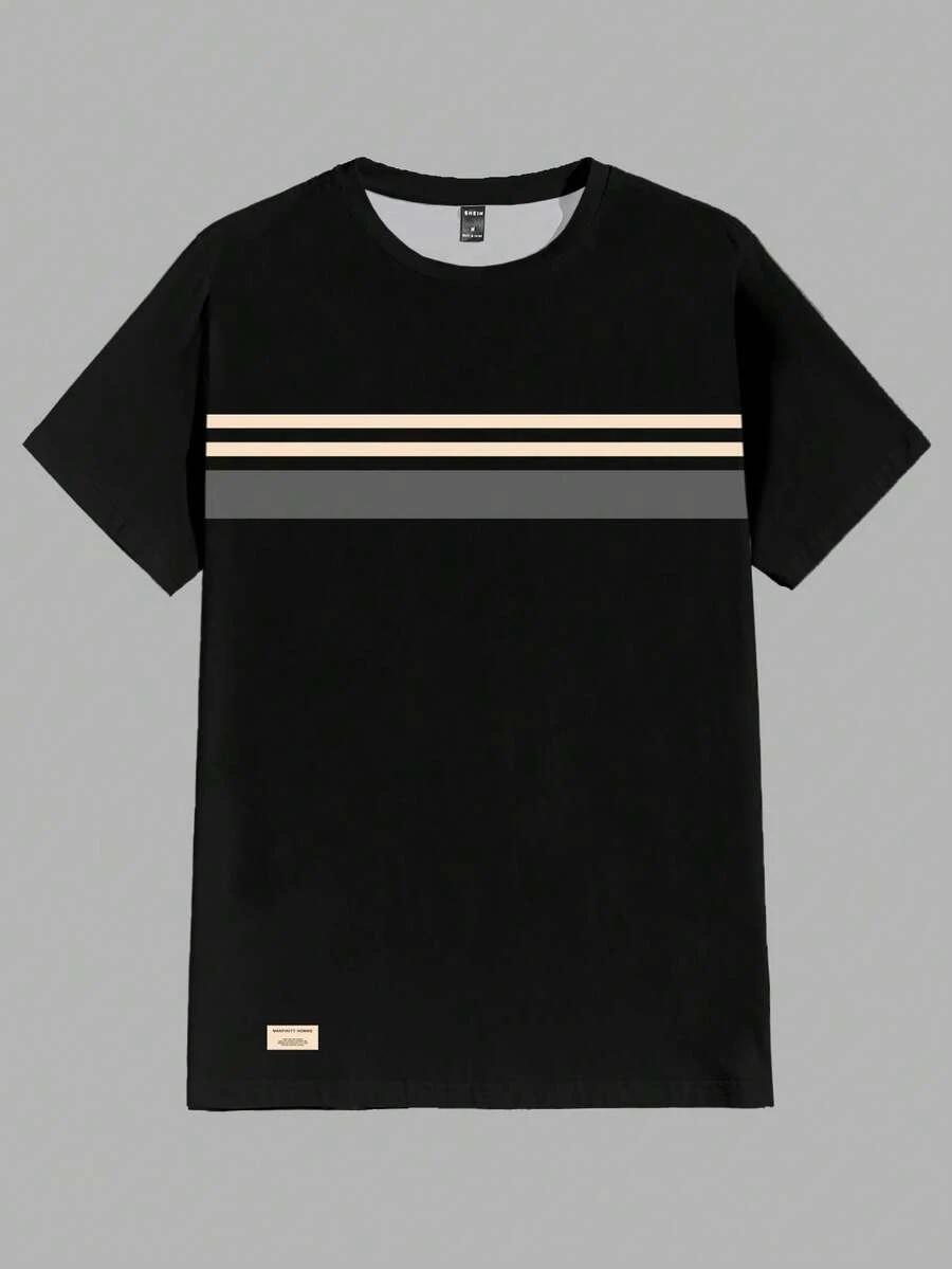 CZARNY T-SHIRT NADRUK 