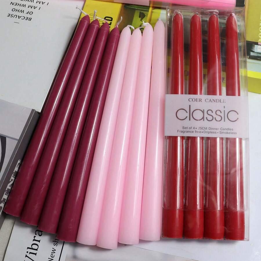 różowe świece 4-pack