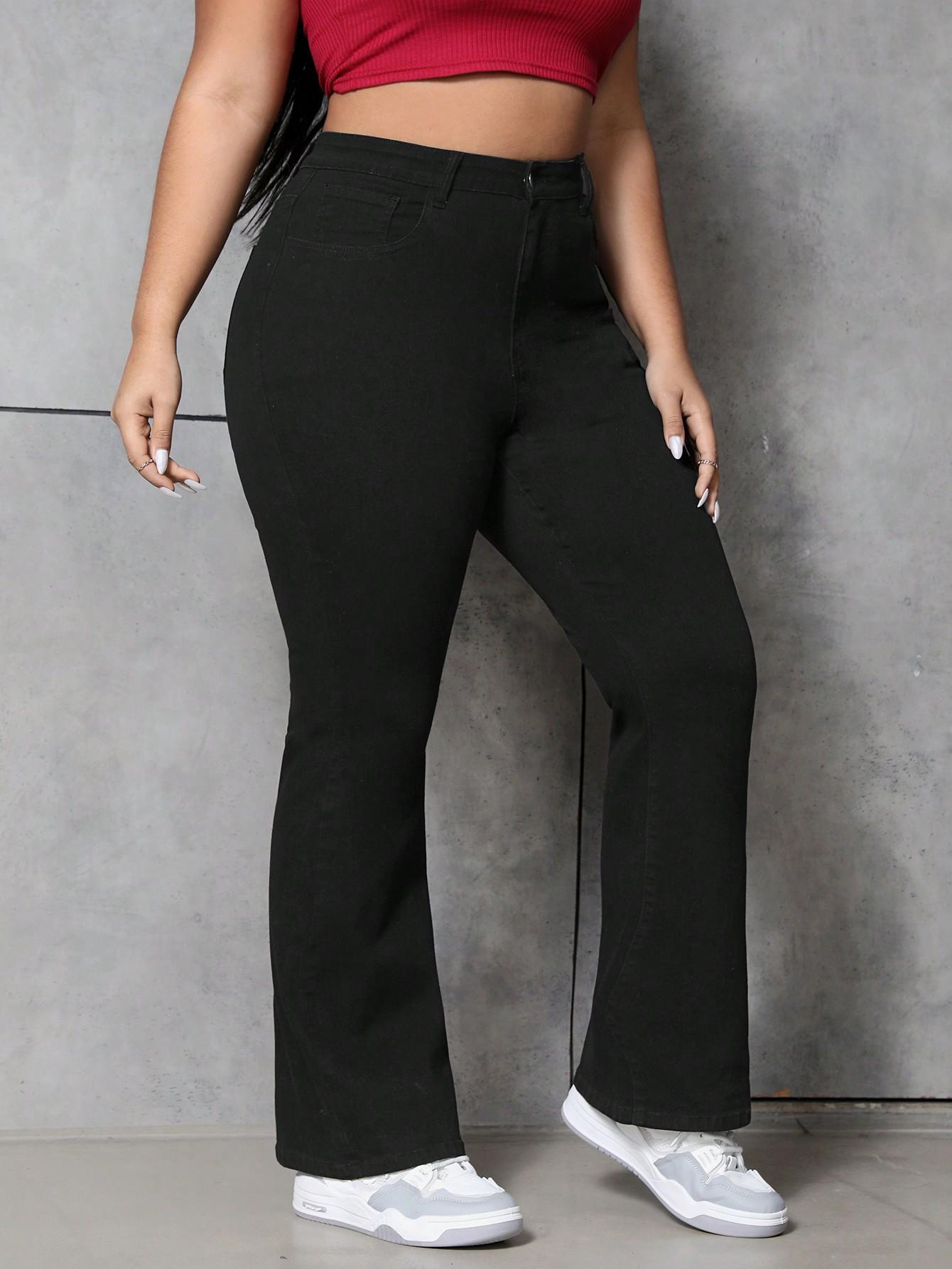 CZARNE SPODNIE DZWONY JEANS