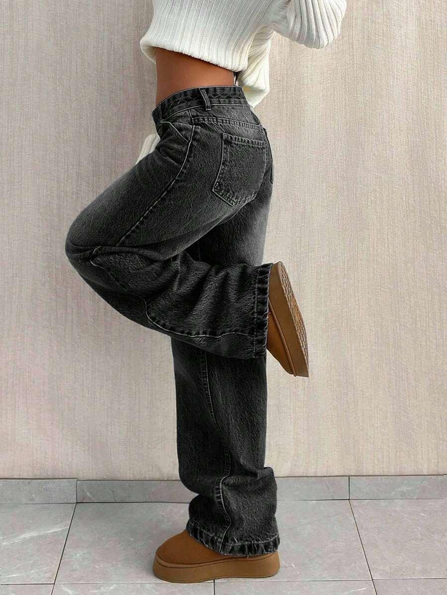 CZARNE SPODNIE JEANS