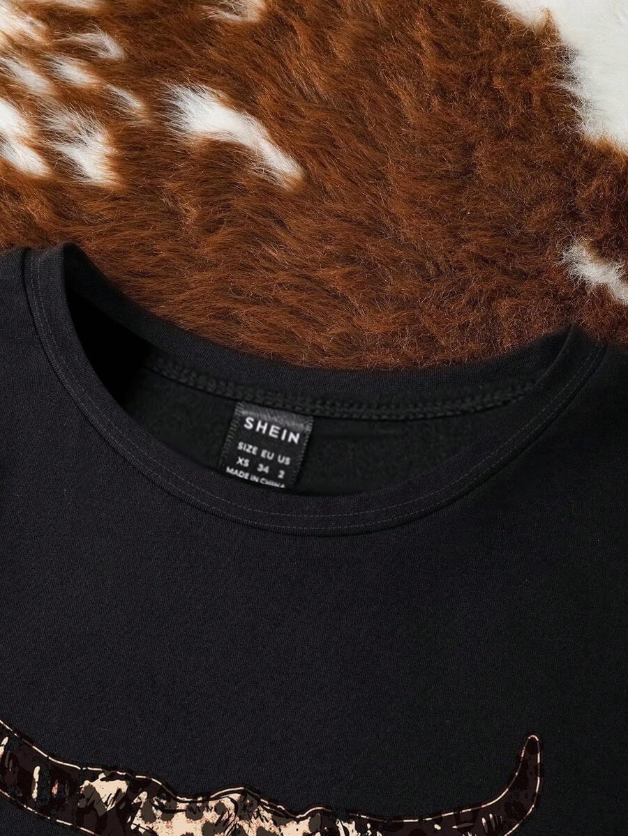 CZARNY T-SHIRT PRINT