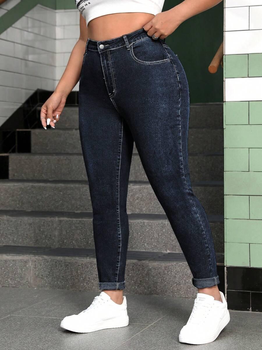 GRANATOWE SPODNIE JEANS 