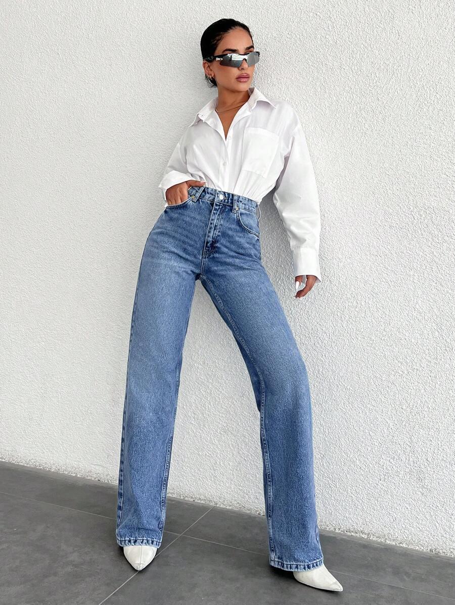 SPODNIE JEANS PROSTE NOGAWKI