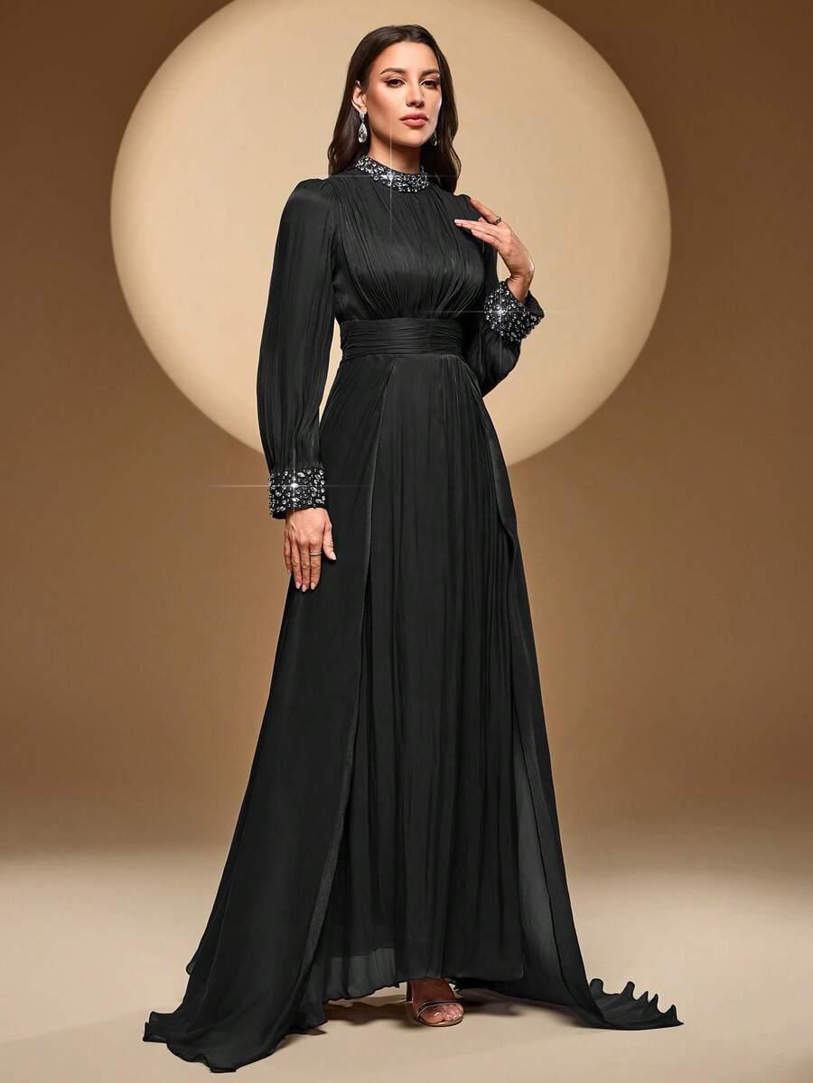 czarna sukienka maxi