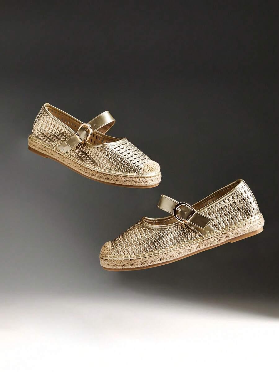 złote espadryle połysk