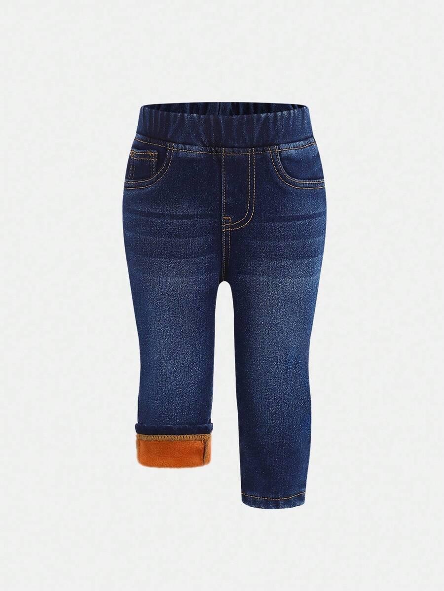 niebieskie spodnie ocieplane jeans