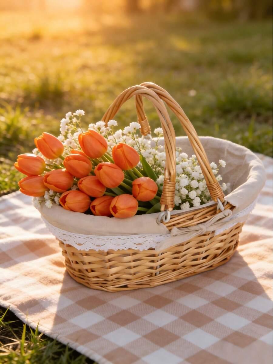 kosz piknikowy kwiaty