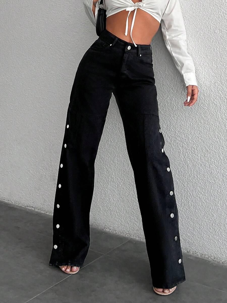CZARNE JEANSY WYSOKI STAN