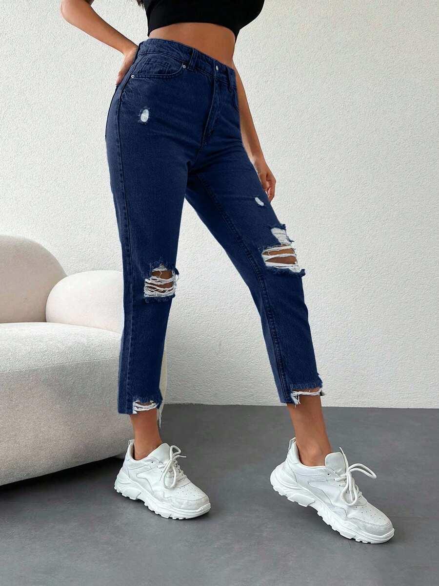 GRANATOWE SPODNIE JEANS