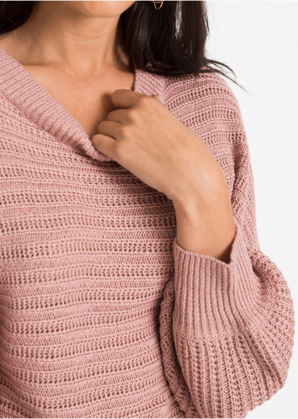 RÓŻOWY DZIANINOWY SWETER 