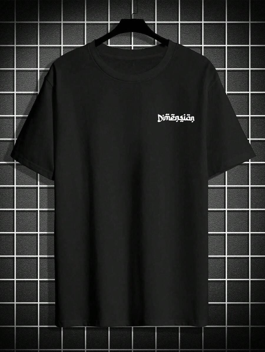 czarny t-shirt nadruk