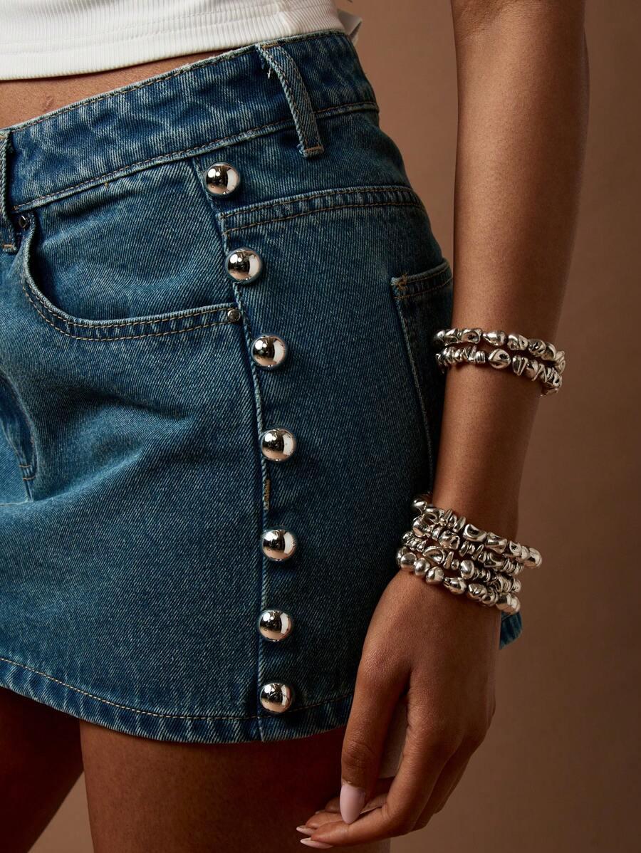 MINI SPÓDNICA JEANS ZDOBIENIA 