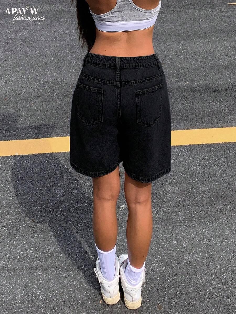 CZARNE SPODENKI JEANS