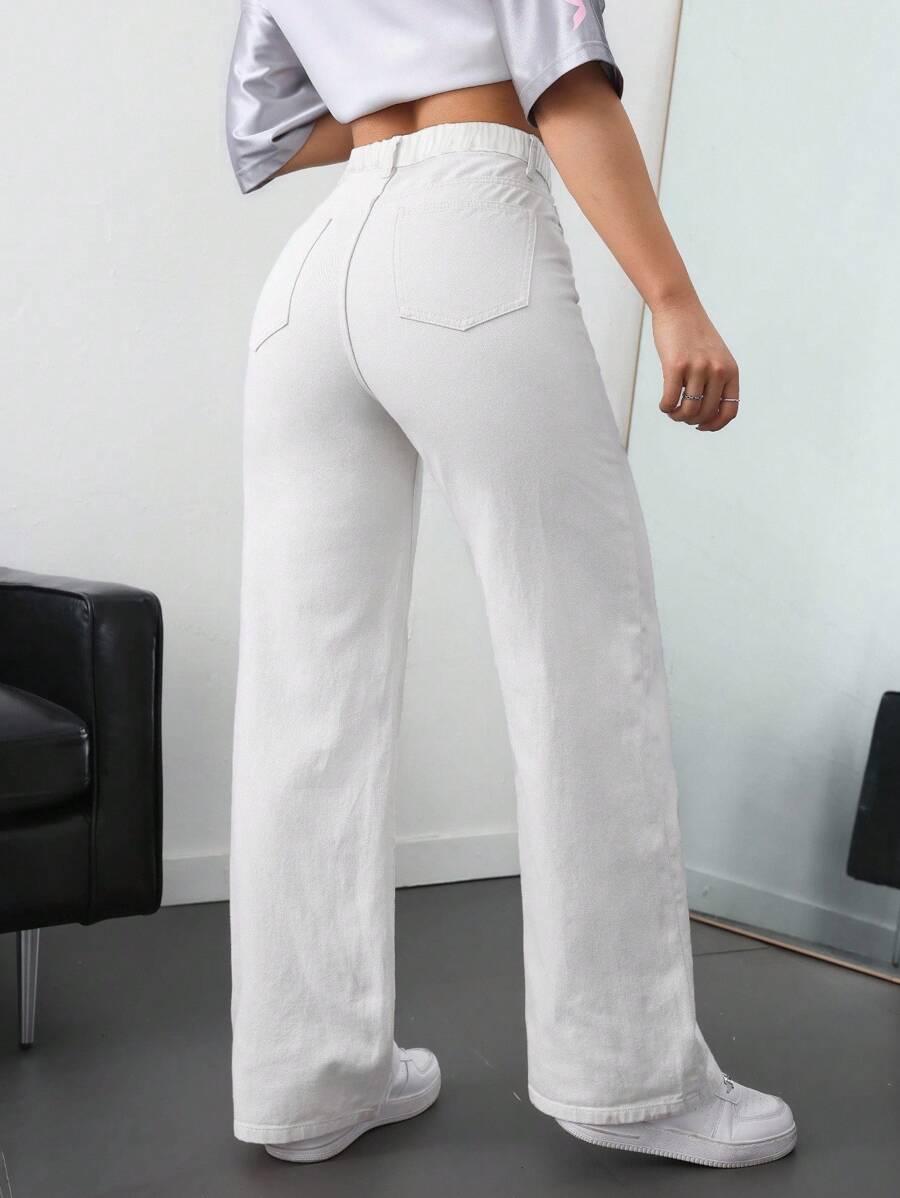 BIAŁE SPODNIE JEANS