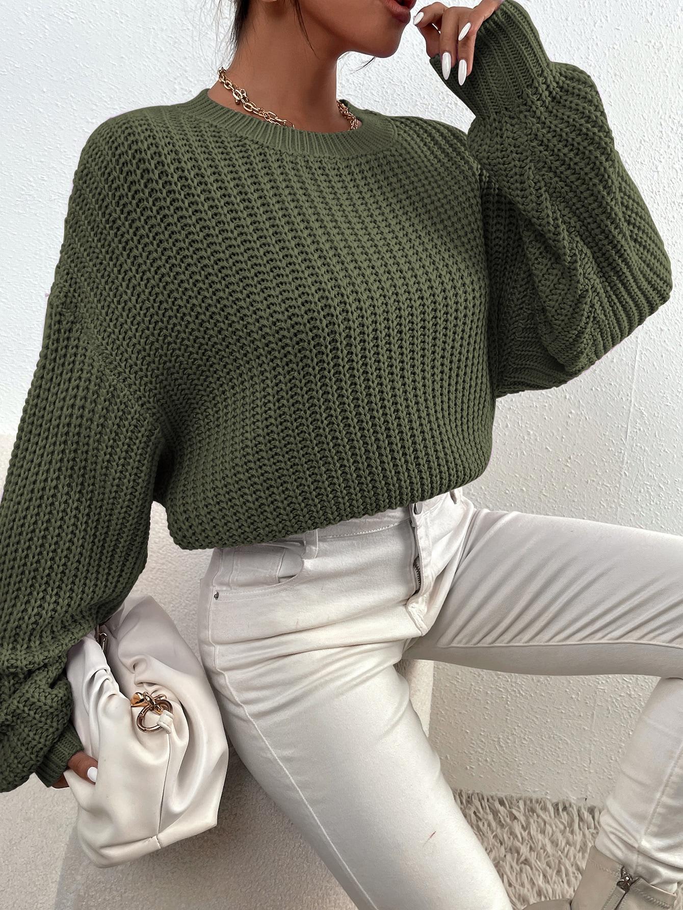 ZIELONY LUŹNY SWETER 