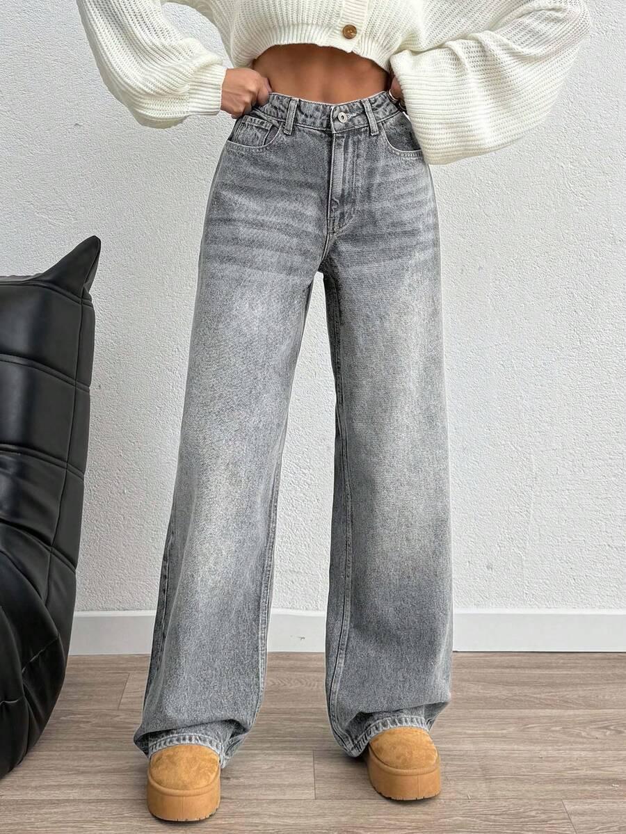 SZARE SPODNIE JEANS 