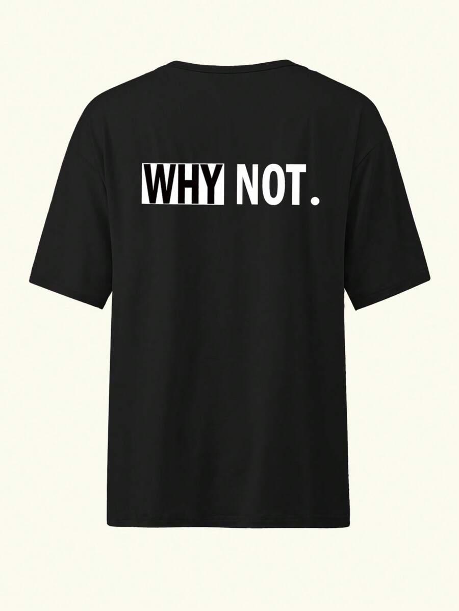 czarny t-shirt napis why not