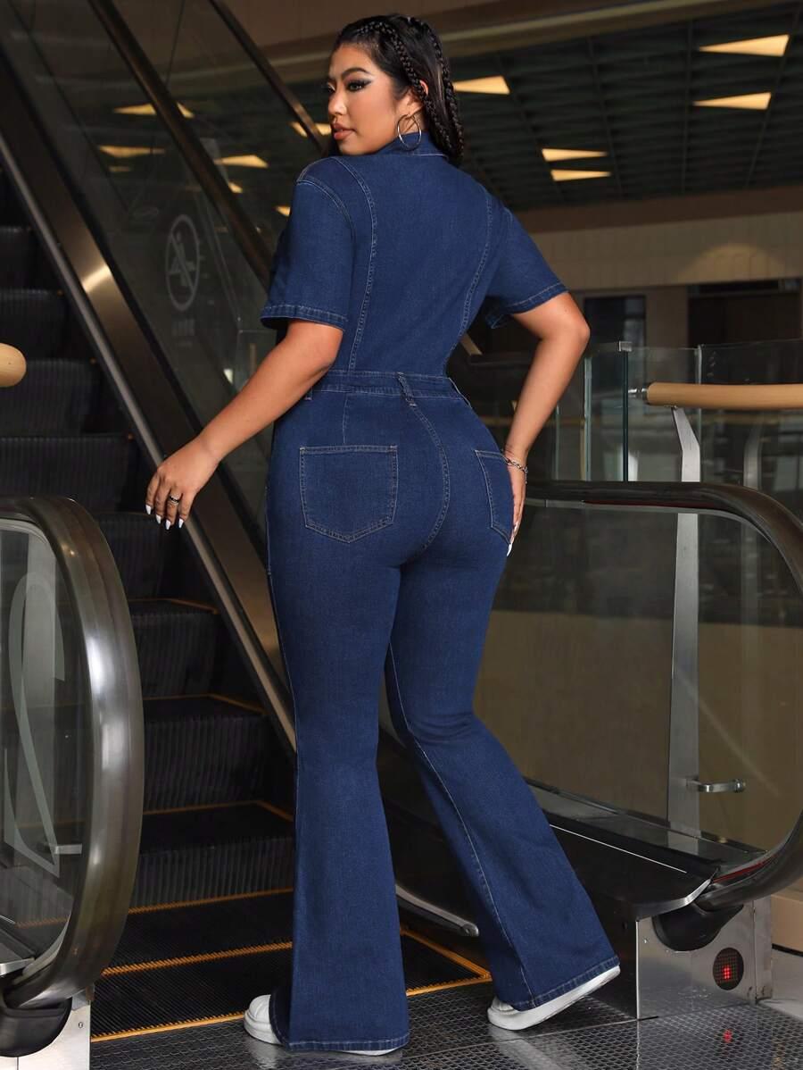kombinezon jeans krótki rękaw