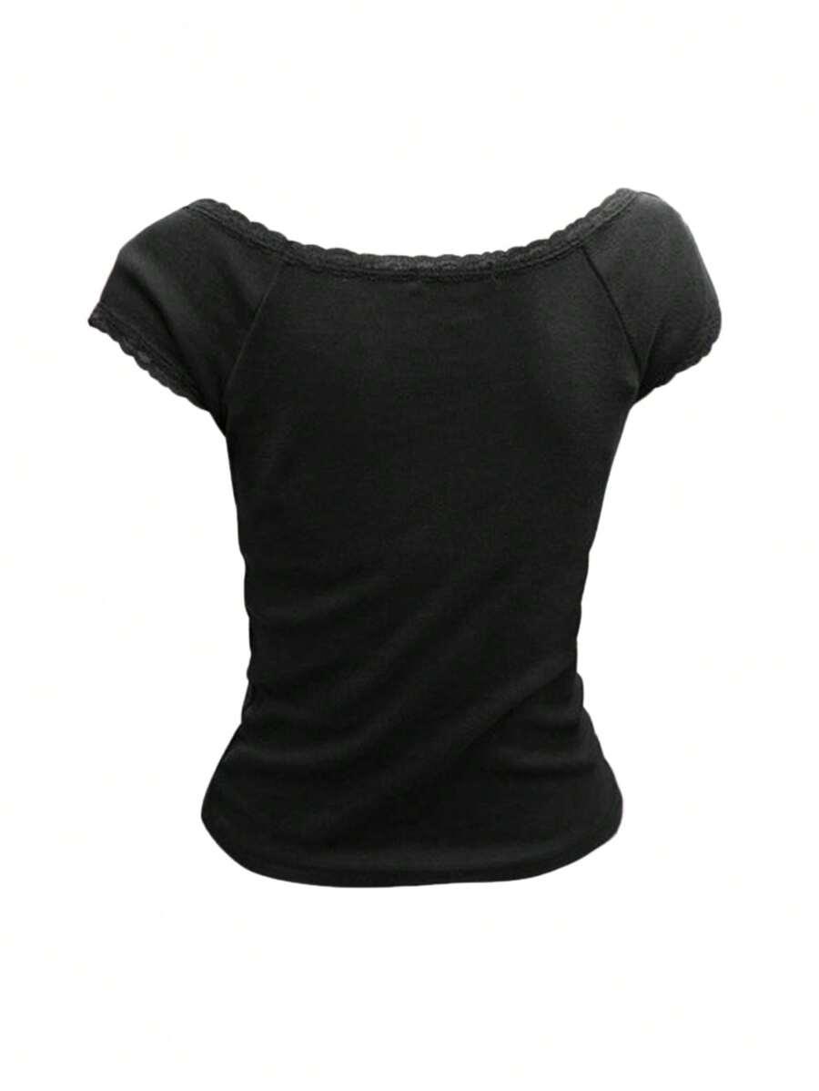 CZARNY TOP KORONKA