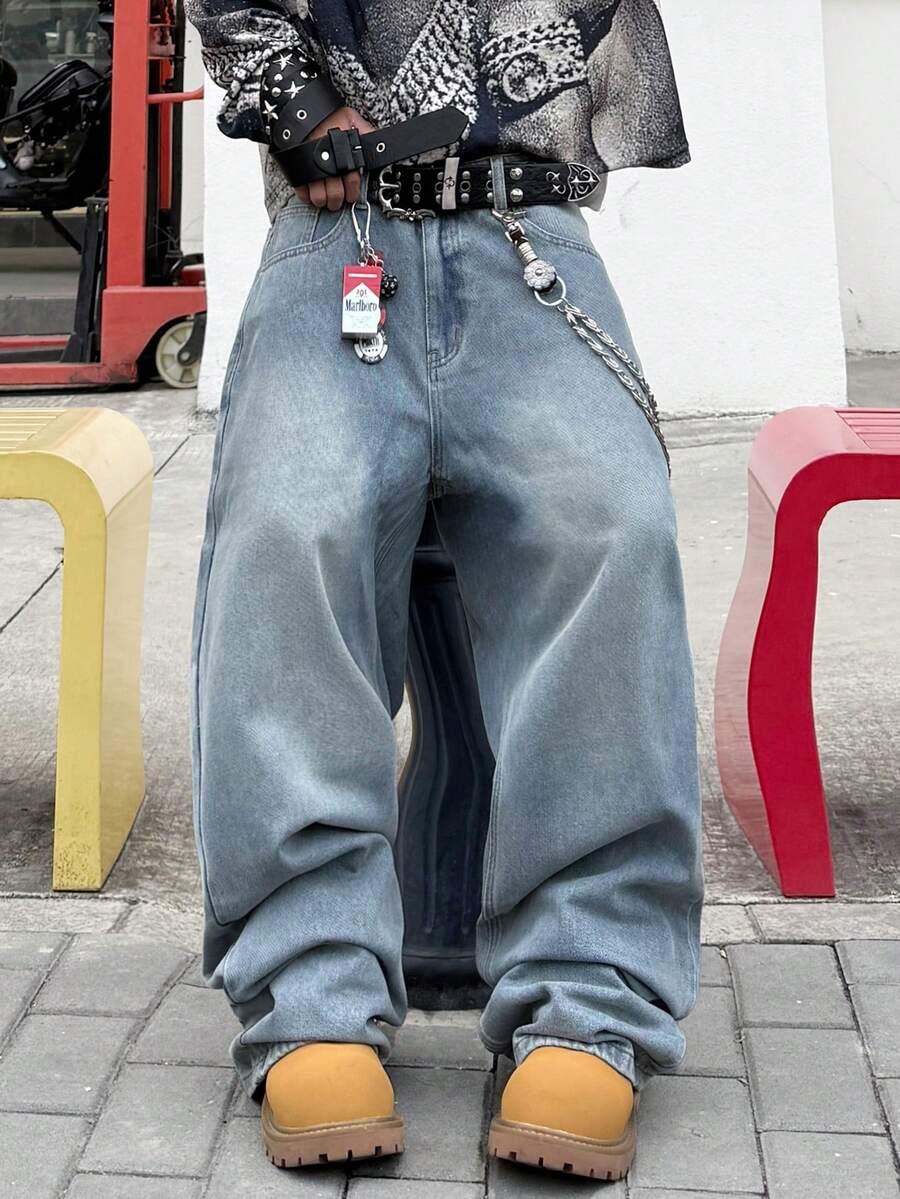 niebieskie spodnie jeans szerokie nogawki 