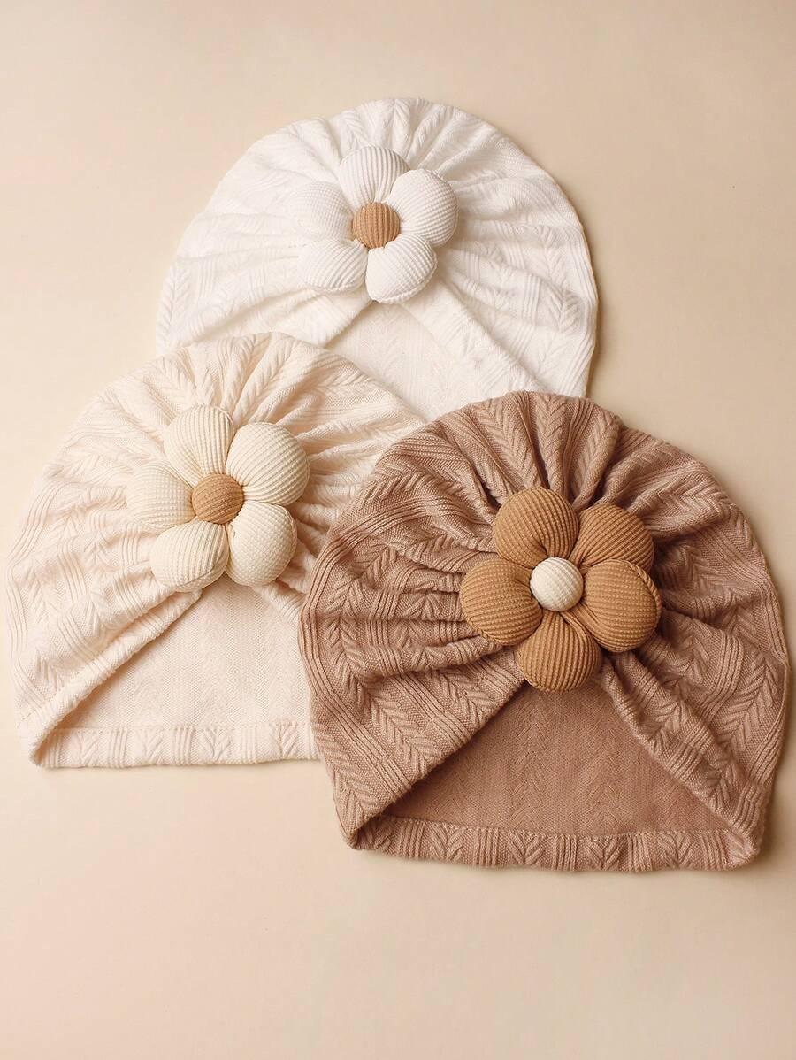czapka kwiat zdobienie  3-pack