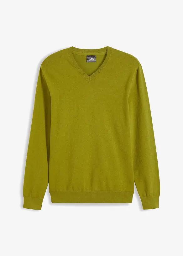 Sweter męski dzianinowy z dekoltem w serek