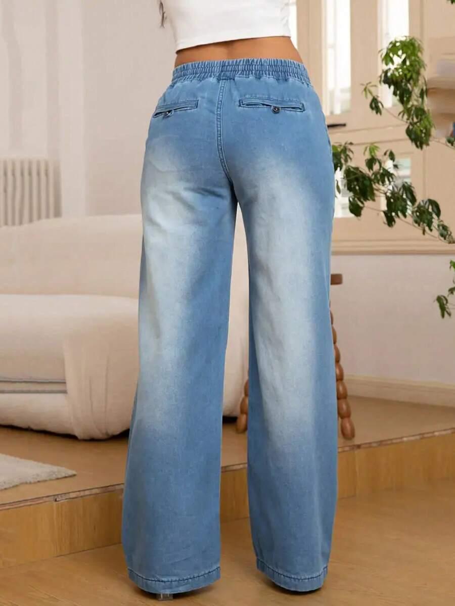 proste spodnie jeans wiązanie