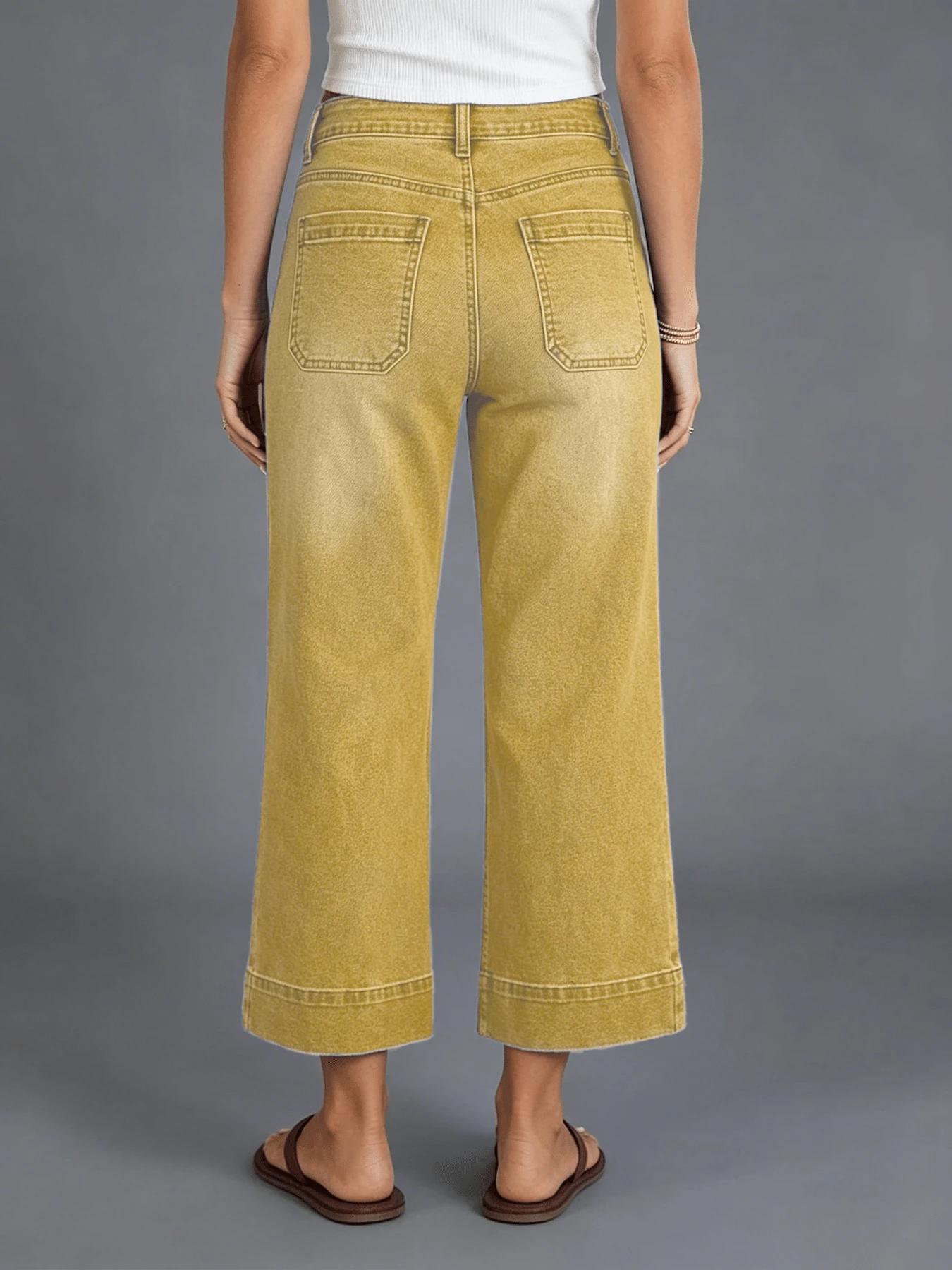 żółte spodnie jeans