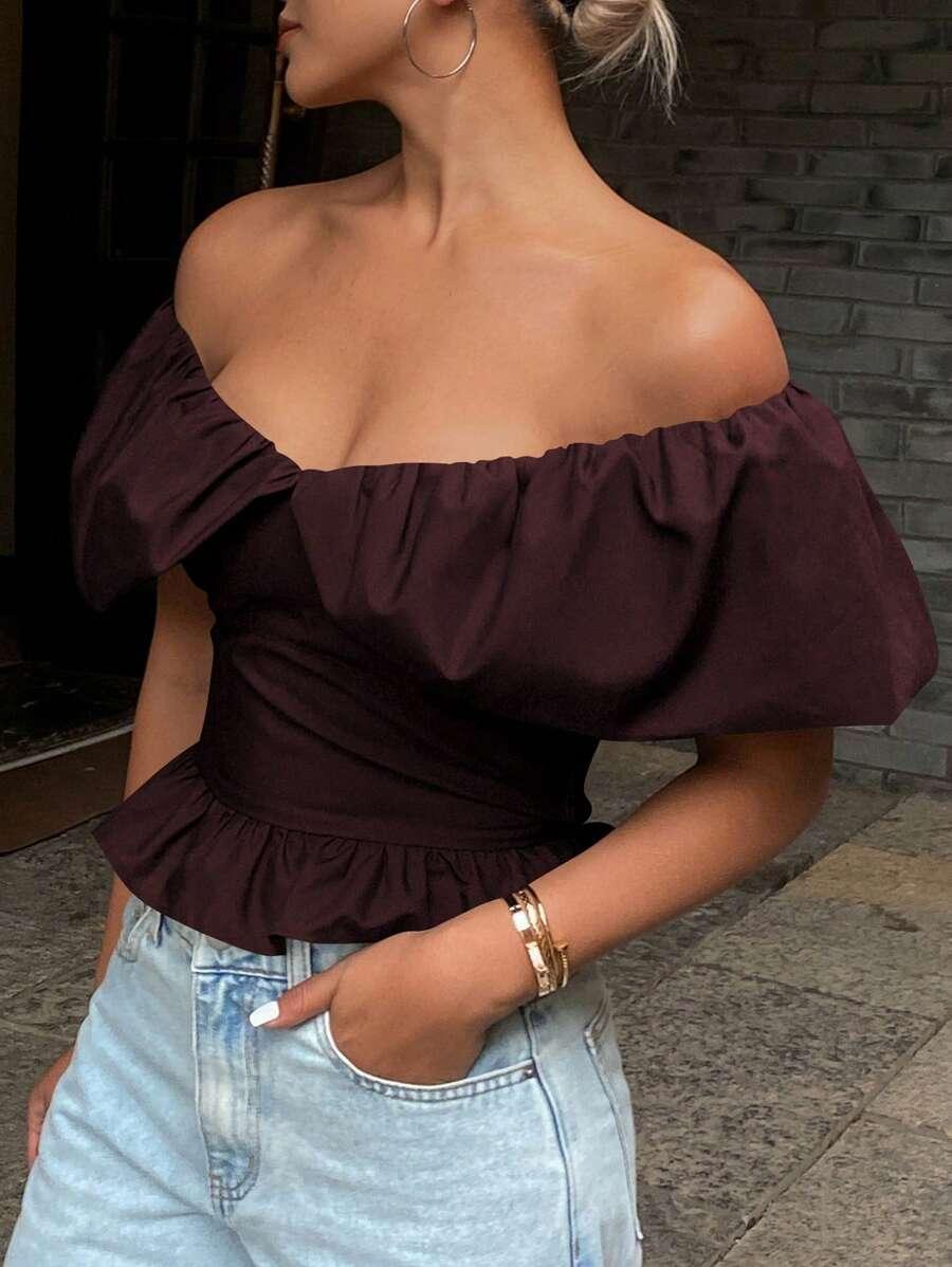 BURGUNDOWY TOP ODKRYTE RAMIONA