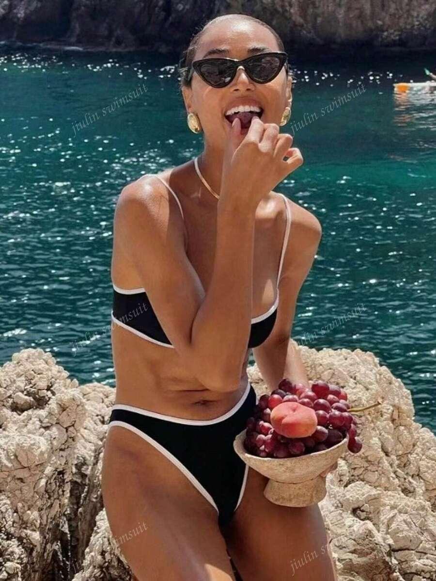 czarny dół od bikini kontrast