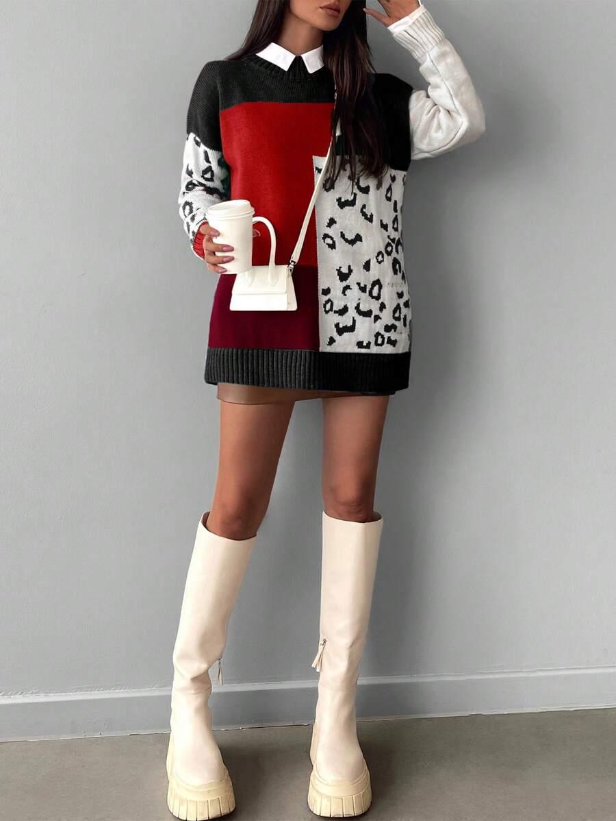 SWETER KONTRAST ANIMAL PRINT