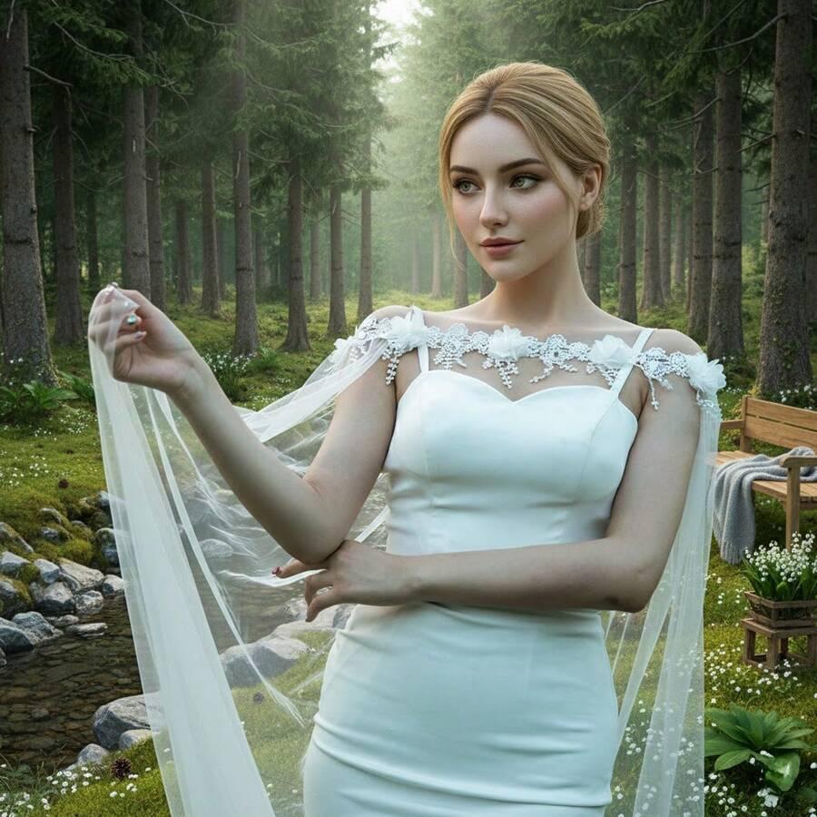 biała peleryna zdobienie