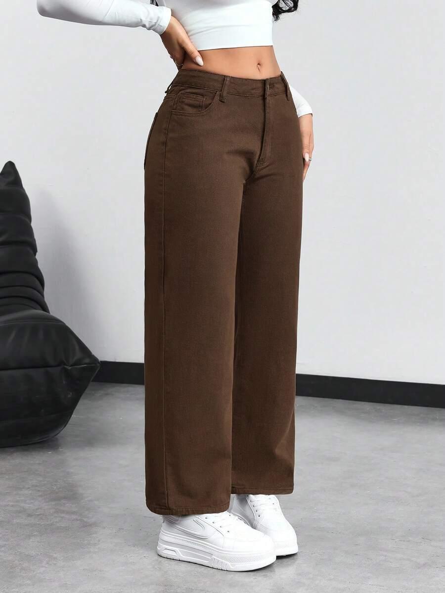 brązowe spodnie jeans 