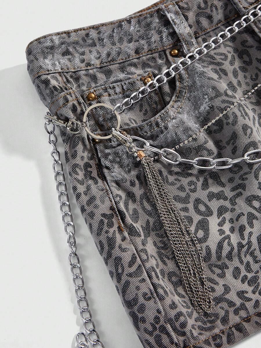JEANSOWA MINI SPÓDNICA ANIMAL PRINT 