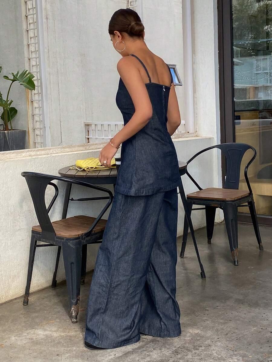 TOP NA RAMIĄCZKACH JEANS