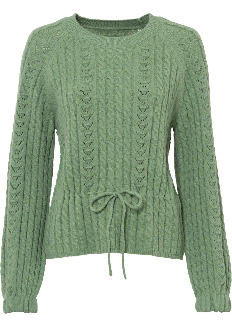 zielony klasyczny sweter ściągacz splot