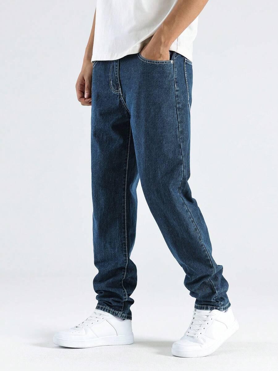NIEBIESKIE PROSTE SPODNIE JEANS