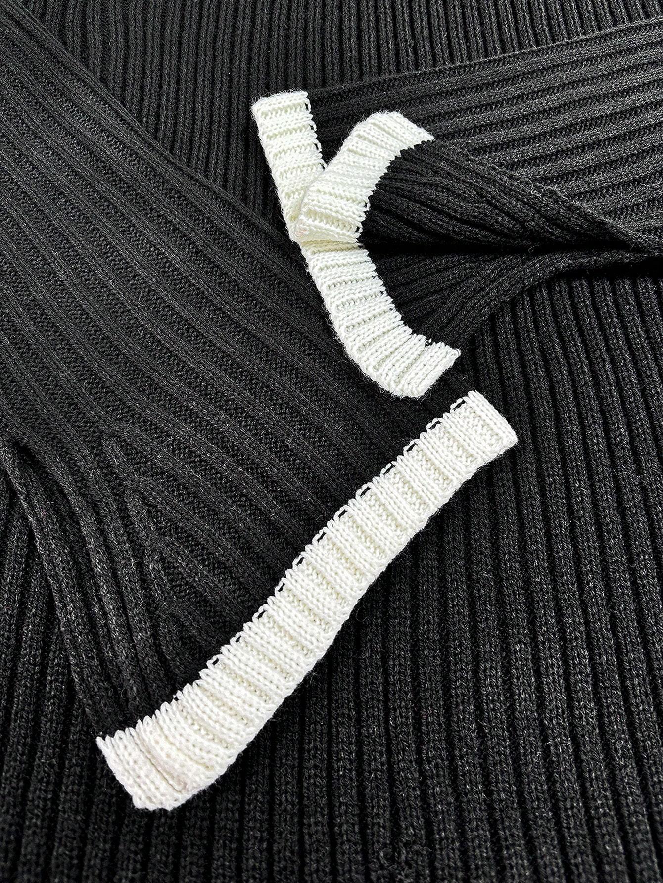 sweter okrągły dekolt kontrast