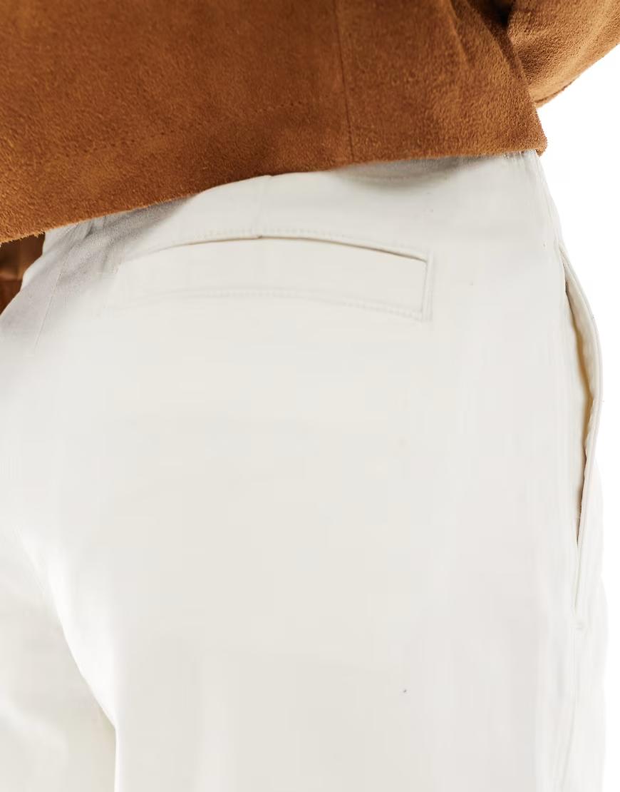 KREMOWE SPODNIE JEANS PROSTA NOGAWKA