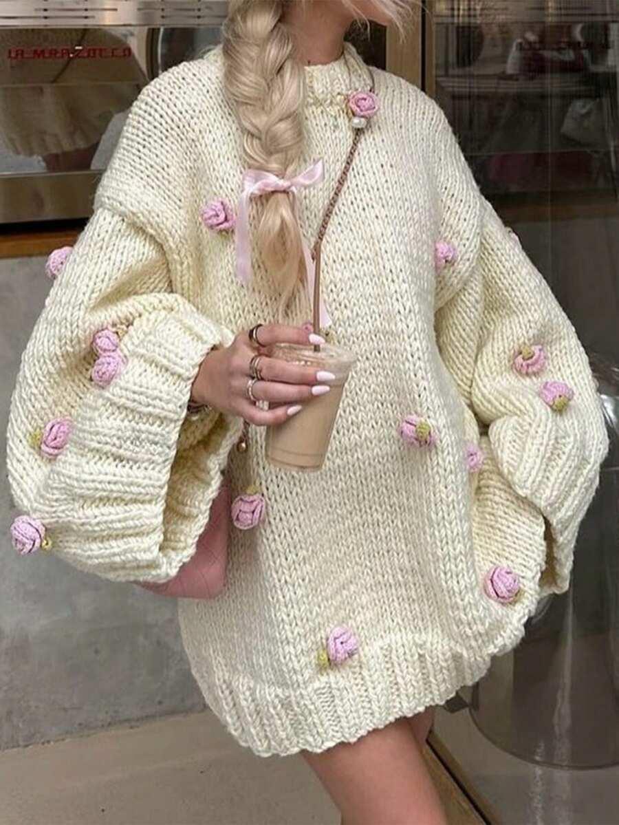 SWETER OVERSIZE KWIATY