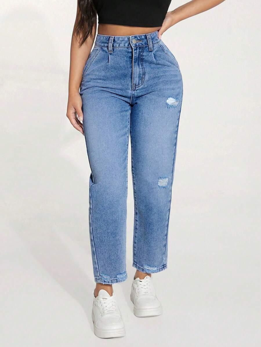 NIEBIESKIE JEANSY PRZETARCIA 