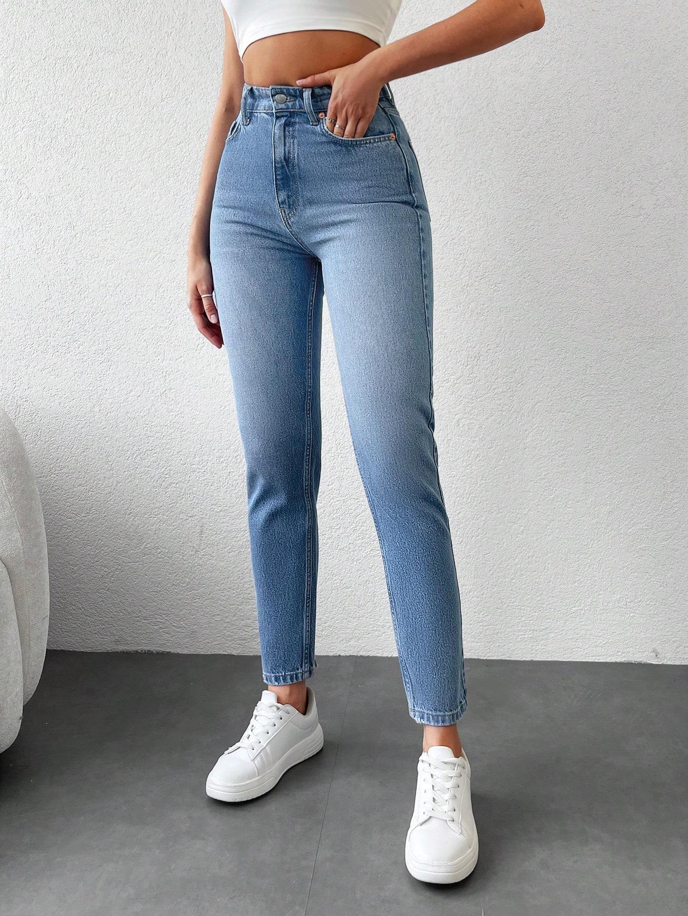 NIEBIESKIE SPODNIE MOM JEANS