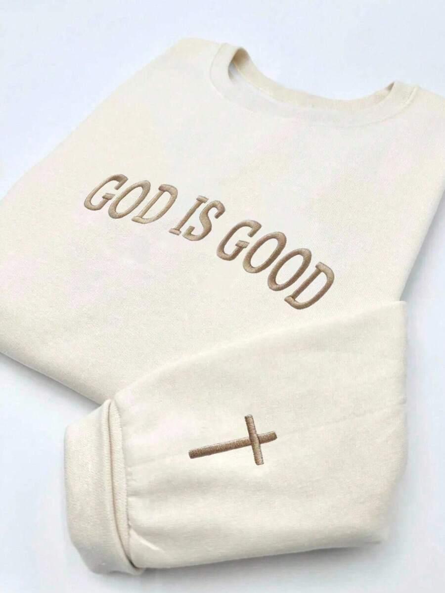 bluza okrągły dekolt haft