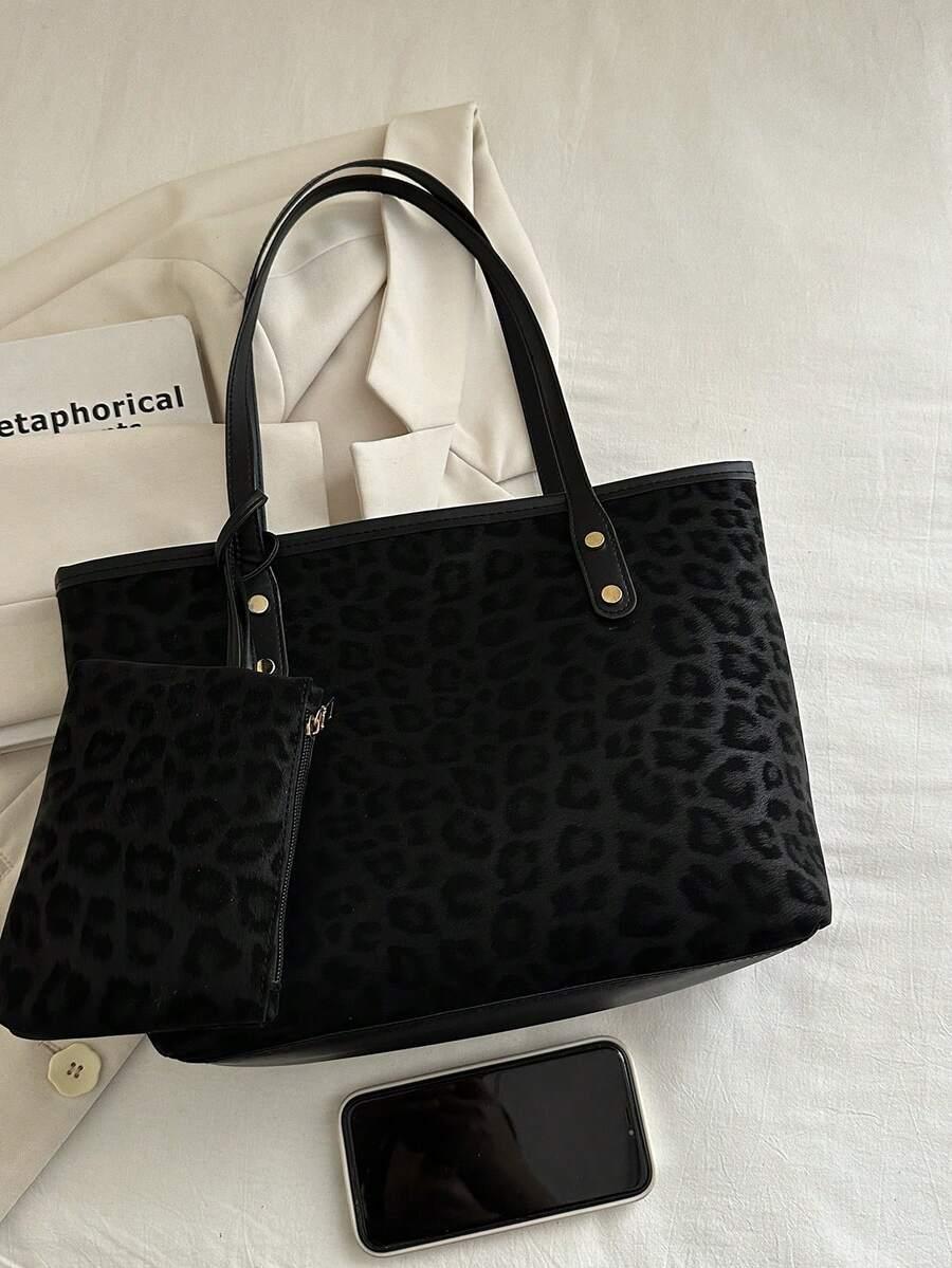 czarna torebka animal print