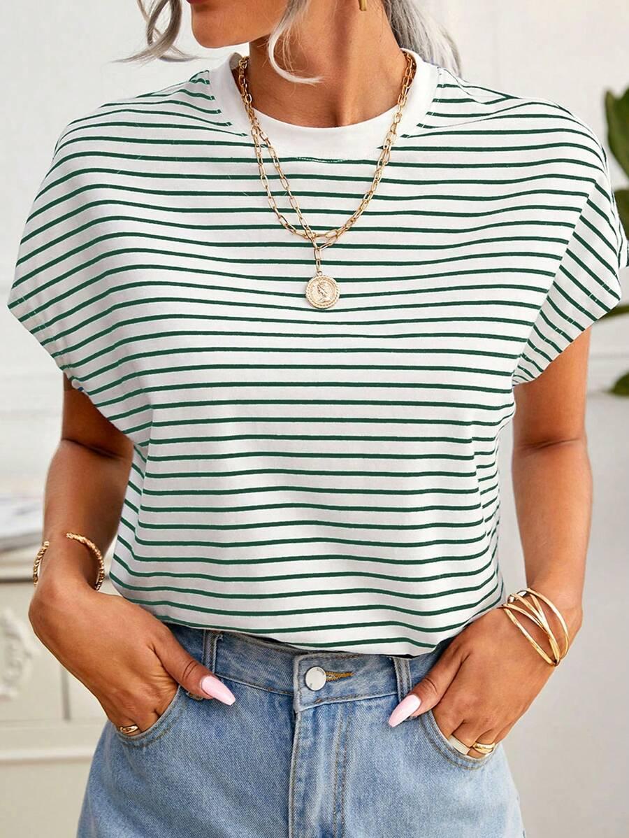 t-shirt z krótkim rękawem paski