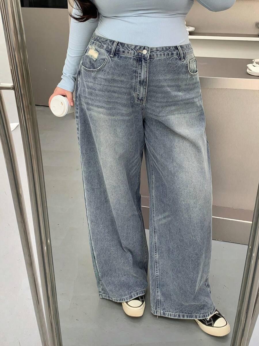SZEROKIE SPODNIE JEANS 