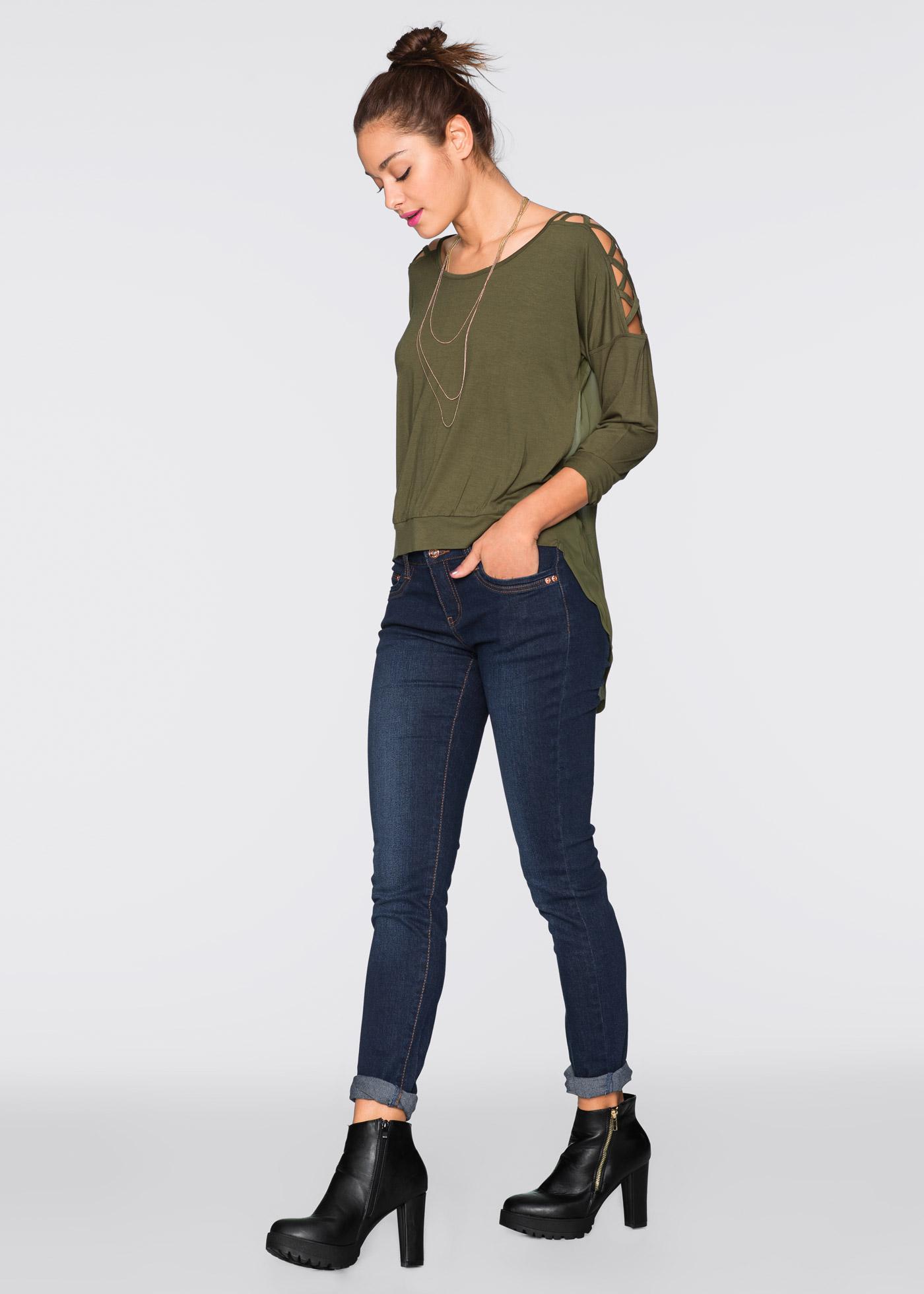 SPODNIE JEANS RURKI WYSOKI STAN GUZIKI